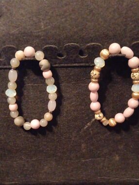 Pink Beaded  Bracelets with Gold Accents - Women Jewelry